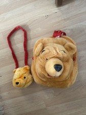 Winnie The Pooh PLUSH HEAD BACKPACK BAG w/ purse Disney Store Exclusive