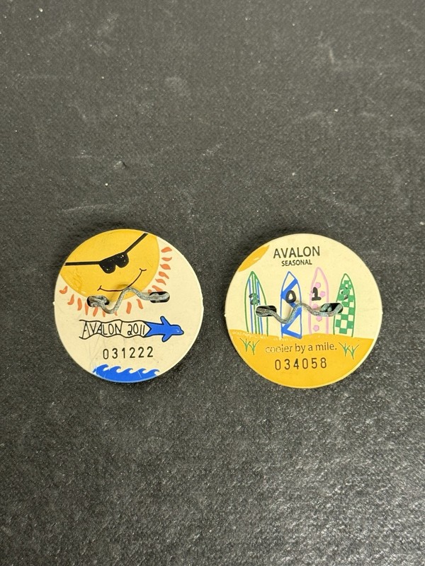 WOW! Avalon NJ Seasonal Beach Tags Older Years 2011,2013!!! Rare! Used!