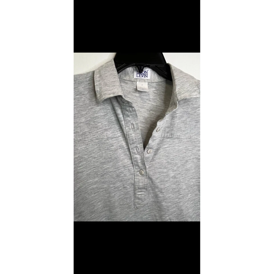 Leon Levin женщин длинным рукавом рубашка-поло с воротником серый повседневный топ - Изображение 3 из 4