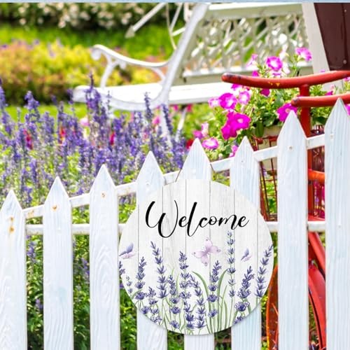 как выглядит Welcome Spring Sign for Front Door, Spring Wooden Sign Indoor Wall Lavender фото