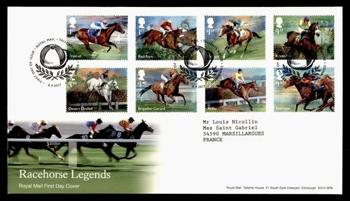 DR WHO 2017 GB FDC RACE HORSE LEGENDS COMBO L1.57 M77349