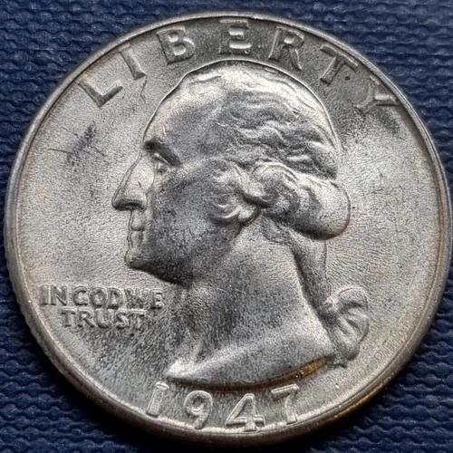 1947 D Washington Quarter 25c Silver BU UNC GEM Brilliant Uncirculated #97288