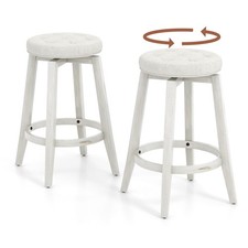 Set of 2 Bar Stools Kitchen Upholstered Counter Height Chair 360 °Swivel 66cm