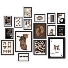 16 PCS Stockholm Style Room Decor, Cheetah Print Leopard Gallery Wall Art Pri...