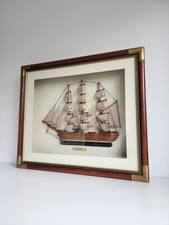 Large Antique Mayflower Ship Model Large Wooden Museum Display Case Wall Hanging