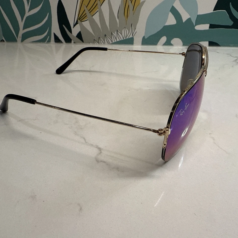 Gafas de sol Ray-Ban Aviator grandes de metal II 65 mm en oro rosa/púrpura Foto 3 de 4