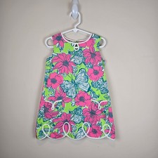 Lilly Pulitzer Little Loopy Bloomin Cocoonin Sz 4 Butterfly Shift Dress Scallop