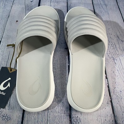 Olukai Komo Slide Men\'s 9 Sandals‎ Mist Grey White Lightweight 10531-DWDW Padded OluKai Komo Slide Sandals Mens Size 9 Gray Mist Grey Comfort  main image 3