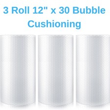 3 Rolls 12" x 30 ft. Bubble Cushioning Wrap Shipping Packing Moving Supplies