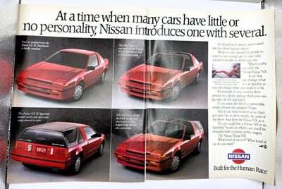1987 Nissan Pulsar NX SE Vintage Print Ad Sportbak Modular Hatchback Car Poster