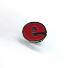 Enamel Letter E Pin Lowercase Initial Red Black Round Alphabet Monogram Name