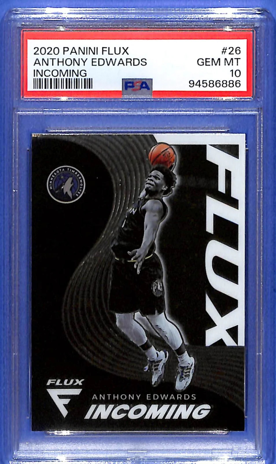 2020 Anthony Edwards Panini Flux Incoming #26 PSA 10 - Timberwolves (RC)