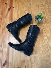 VTG Lucchese San Antonio 4LN19 Leather Black Embroidered Boots Size US 10B