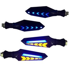 Motorcycle Turn Indicator Lights, Arrow Shape Flowing Turn Signal 4 PCS Blue