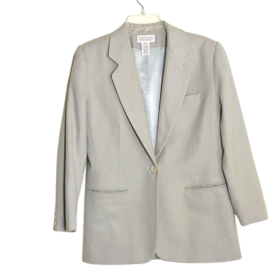 Blazer Lands End mezcla de lana y cachemir para mujer talla 6P gris un botón clásico  Foto 3 de 4