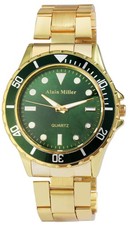 Alain Miller Herren Armband Männer Uhr Gold grün Farben sportliches Design …