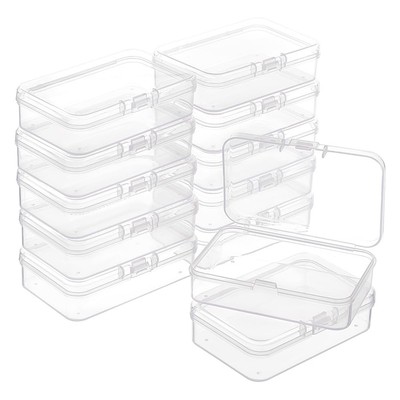 12 Packs Rectangle PP Plastic Container Box 3x2x0.8inch Bead Storage Organizer