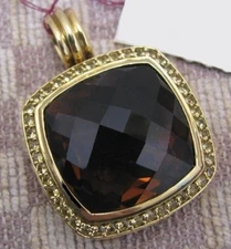 NEW DAVID YURMAN LARGE 18KYG ALBION PENDANT WITH QUARTZ & SAPPHIRES retail $3925