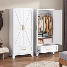 Cofar 71"H Farmhouse Style Metal Armoire Wardrode Closet For Home,Bedroom,Office