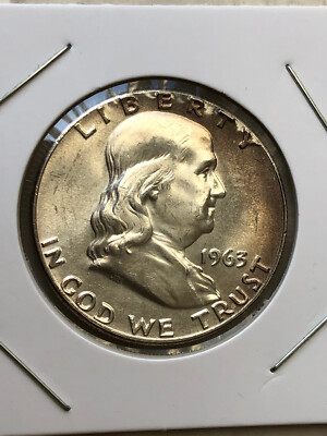 Vintage US 1963 Ben Franklin Silver Half Dollar Coin 