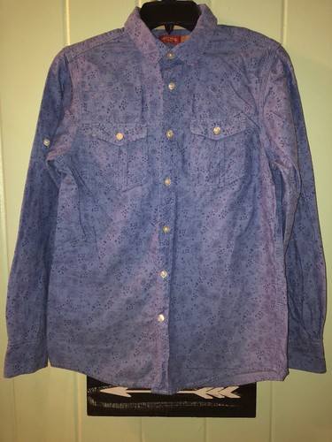 Red Camel Boys Blue Paisley Long Sleeve Western Shirt Size Large - Picture 3 of 4