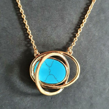 Image of New KAREN MILLEN PVD Gold plated Oval Stone Pendant Necklace