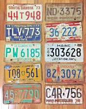 10 Pack of Rustic/worn License Plates From at Least 7 Different States