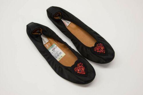 NWOB $625 Lanvin Womens Satin Ballet Flats W/Bright Crystal Appliqué 39.5/ 9.5US - Picture 1 of 5