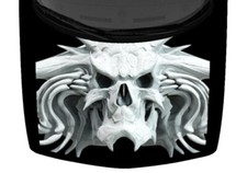Monster Skull Horned Truck Hood Wrap Vinyl Decal Car Graphic White 58