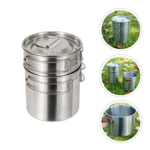 Stainless Steel Folding Pot Set Baby Travel Collapsible Handle Camp Mug - Picture 4 of 17