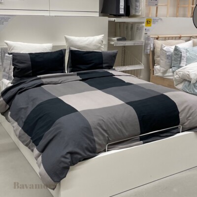 IKEA BRUNKRISSLA Duvet cover and pillowcase(s), Black, Full/Queen