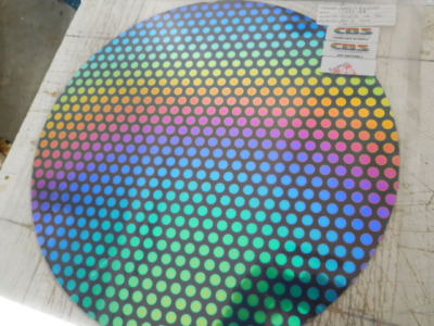 Dichroic Glass:CBS 96COE Dot # 3 Pattern RAINBOW on thin Black -3''Sq