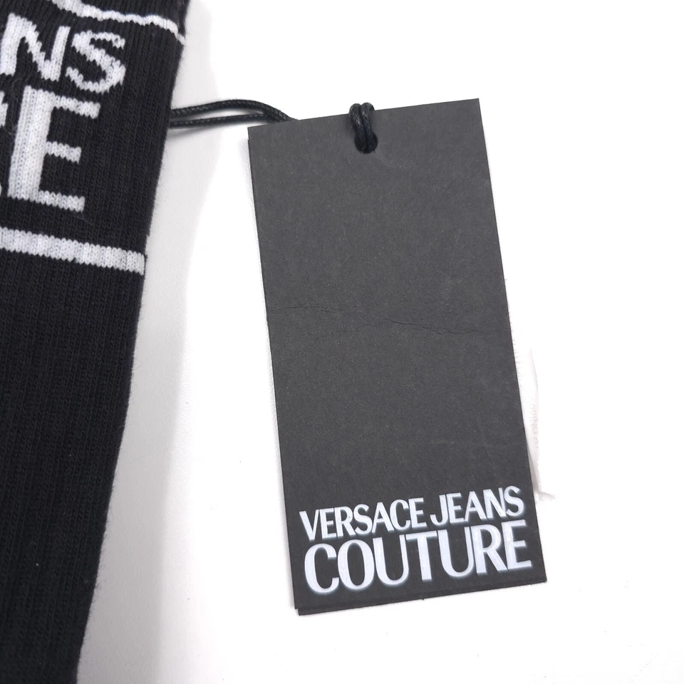 Versace Jeans Couture Black Logo Stripe Socks Made in Italy Mens Size 43 / 36 - Image 3 of 4
