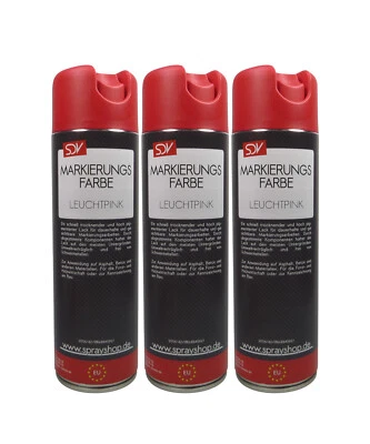 SDV CHEMIE 3x Markierungsspray Forstspray Markierungsfarbe Signierspray leuchtpink 500ml