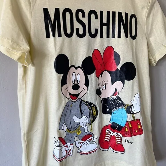 Moschino H&M Disney Mickey Minnie T-Shirt Yellow Women's X-Small NWT