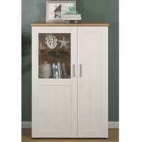 Trendteam Hochschrank Vitrinen Schrank Highboard Kommode Weiß Eiche 95 X 140 Cm