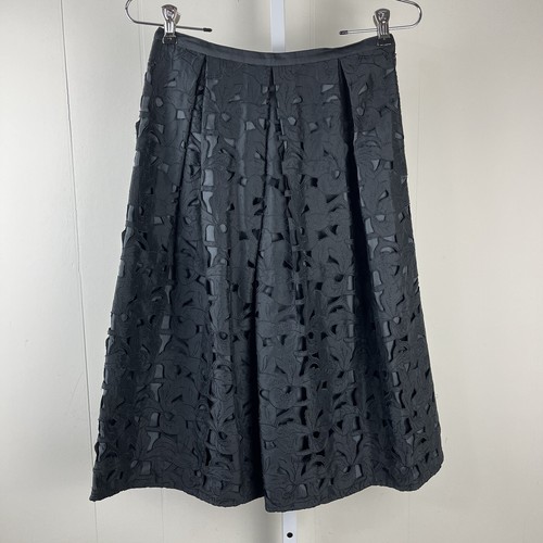 Jupe Talbots Petites Stretch Taille 8P Olive Green - Avec Motif "windowpane" Et Découpe, TBE