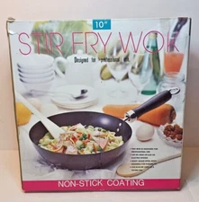 Professional Use Stir Fry Wok Steel w Non Stick Coating Utensils NEW IN BOX 10"