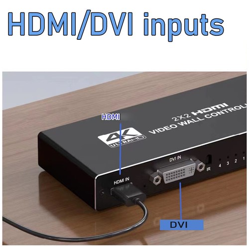 4K 2x2 HDMI DVI Video Wall Controller Processor 1x2 1x3 1x4 Multi Screen Splicer - Picture 7 of 14