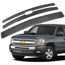 Fits 2007- 2013 Chevy Silverado 1500 Billet Grille Chrome Front Grill Combo
