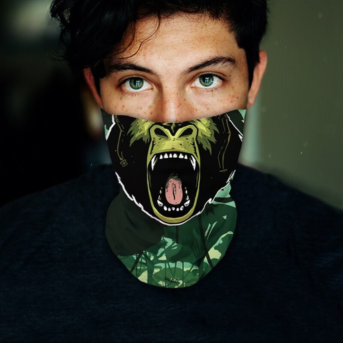 Washable Fabric Face Cover Neck Gaiter Unique Print Gorilla Face Design EU Made - Picture 3 of 5