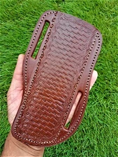 USA Hand Engraved Pancake Sheath Fixed Blade Knife Sheath Leather Pouch Holster