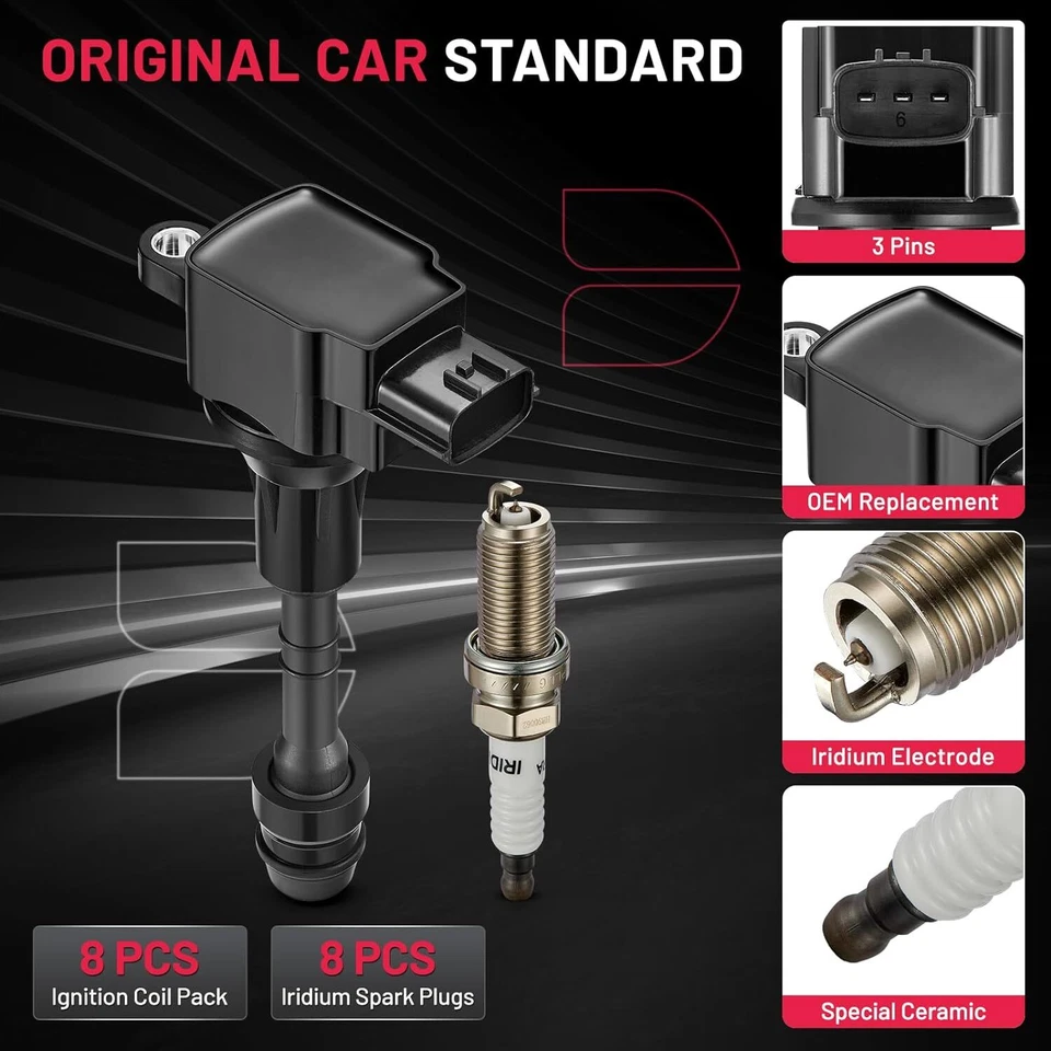 8X Bobinas de encendido + 8X Bujías para Nissan Titan Armada 2008-2015 5,6L UF51 Foto 2 de 4