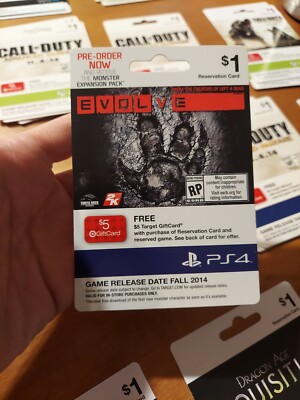 PS4 Evolve Pre Order Target Collectible Reservation Card Fall 2014 READ