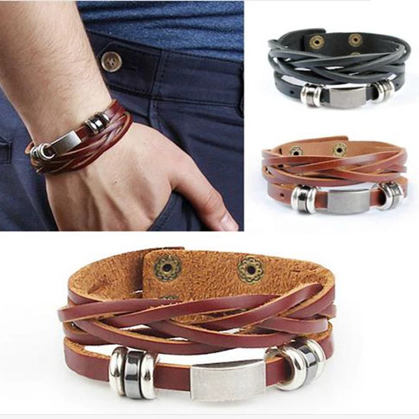Lederarmband Nr.01 für Herren Männer ECHTES LEDER schwarzes braunes Armband - Bild 4 von 4