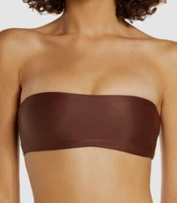 $80 Jade Swim Women's Brown All Around Strapless Bandeau Swim Top Swimsuit Sz L