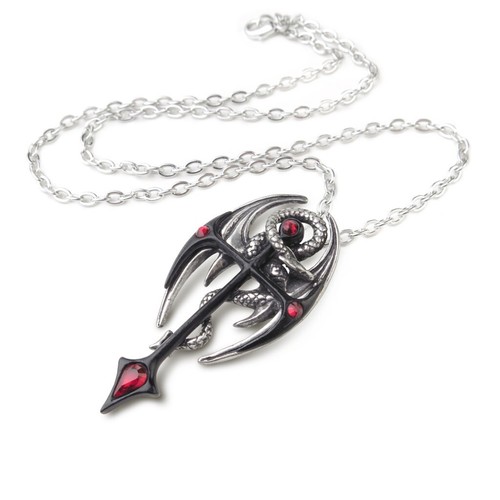 Alchemy Gothic P417 Draconkreuz Pendant Necklace Dragon Red Crystal Medieval - Picture 2 of 4