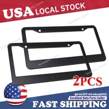 2x Black License Plate Frame Tag Cover Metal Stainless Front Back Universal Car 2x Black License Plate Frame Tag Cover Metal Stainless Front Back Universal Car