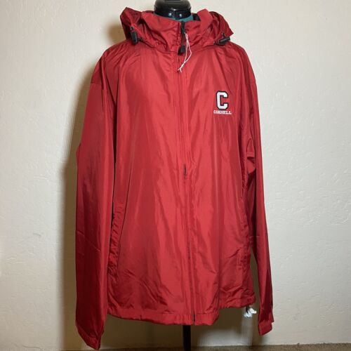 Cornell University North End Red Full Zipper Windbreaker Jacket Hooded NWOT XL - Picture 2 of 16