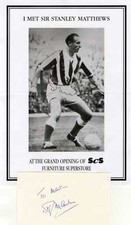FOOTBALLER Sir Stanley Matthews autographs, signed card & signed photocopy